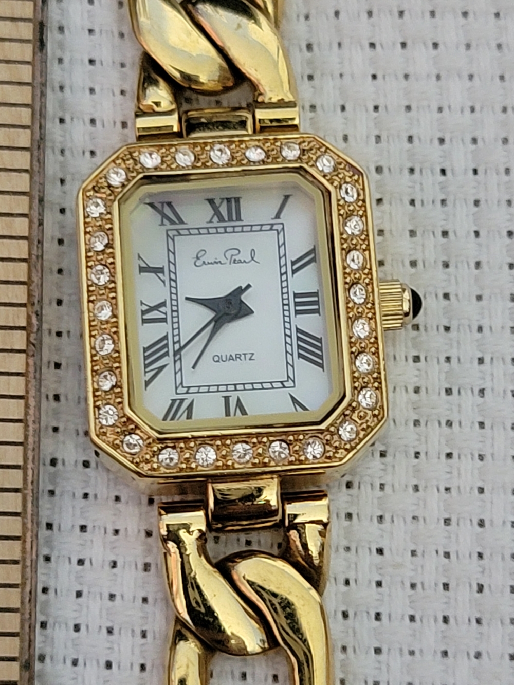 Gold Crystal-Accented Women's Quartz Watch by Enron Pearl